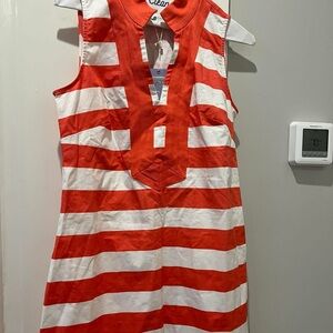 Sail to Sable Red and White Striped Dress